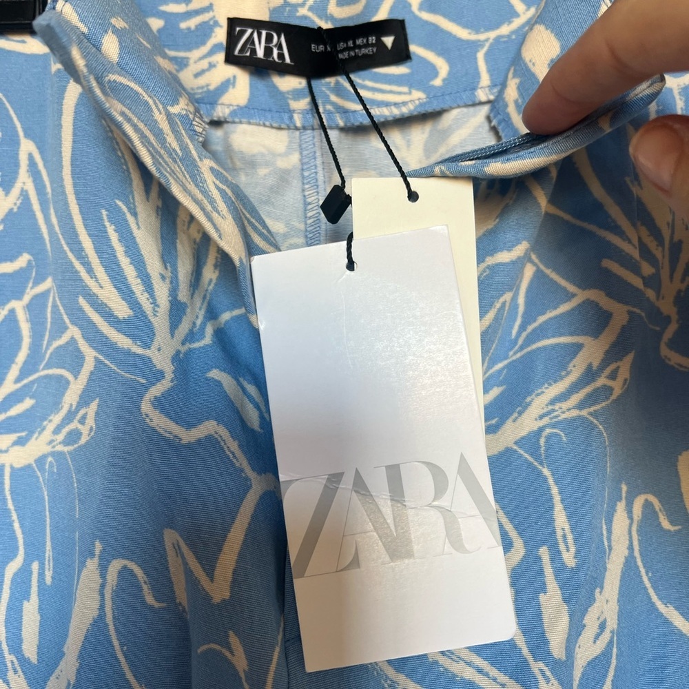 Zara Blue and White Floral Pants - Picture 6 of 6